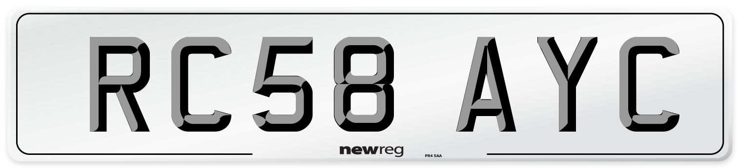 RC58 AYC Number Plate from New Reg